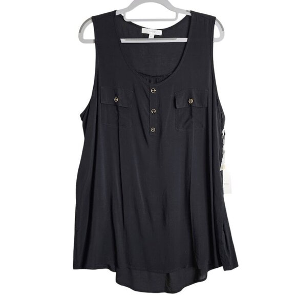 Active USA Tops - NWT ACTIVE USA Semi Sheer Blouse Top size 2XL BLACK Flowy Minimalist Sleeveless